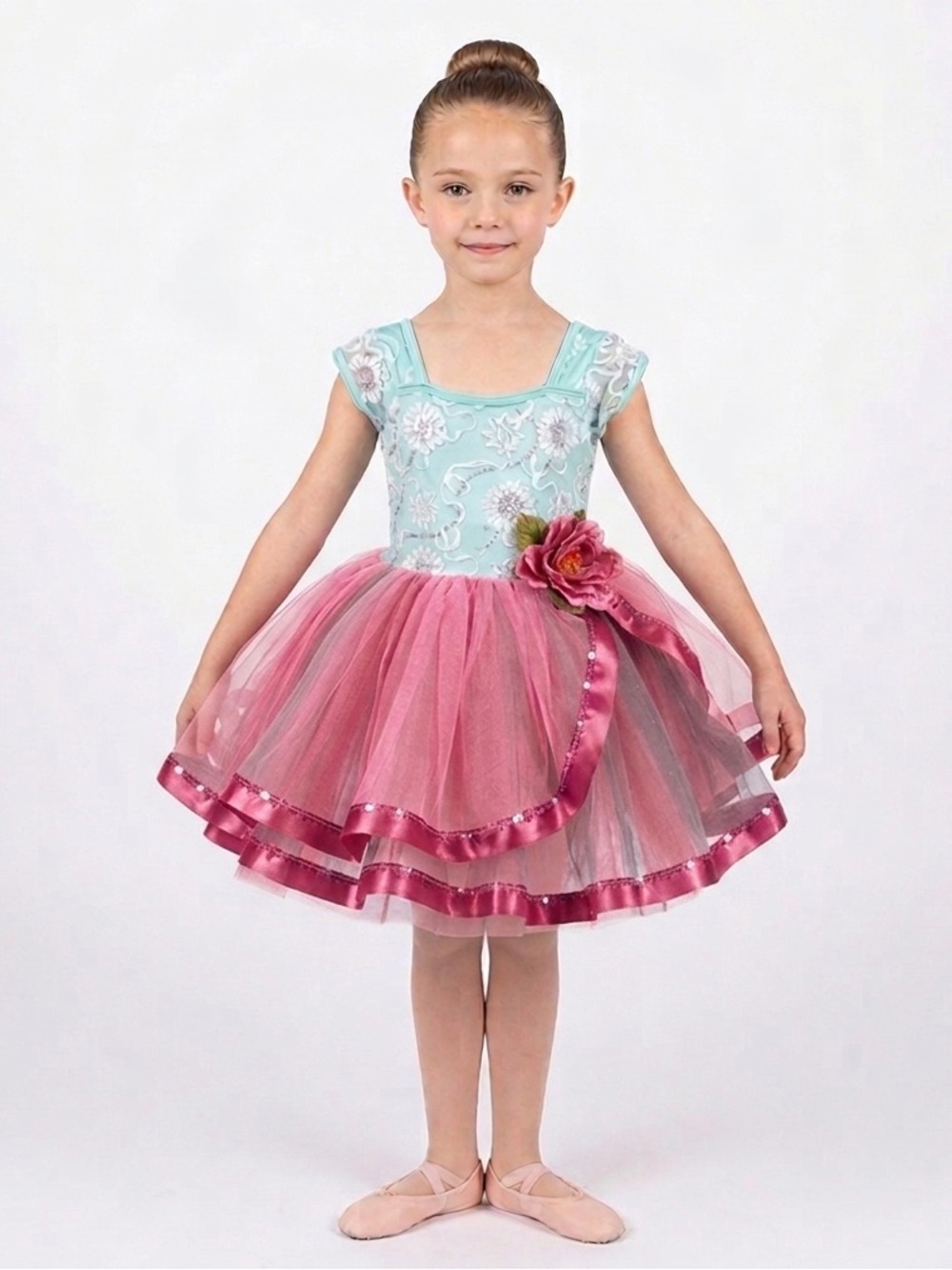 Curtain Call Floral Ballet Tutu Dance Costume Pink Green Child Small CSM
